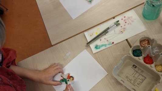 Groep 6 maakt mooie kersthangers ππ
π»β¨